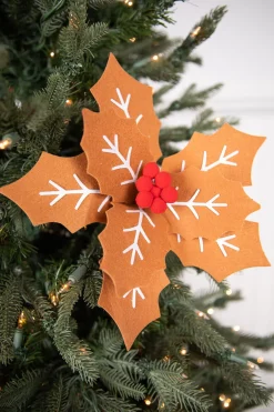 Decorator's Warehouse 22” x 12" Gingerbread Poinsettia Stem with Red Berries > Christmas Decor|Kristin'S Picks
