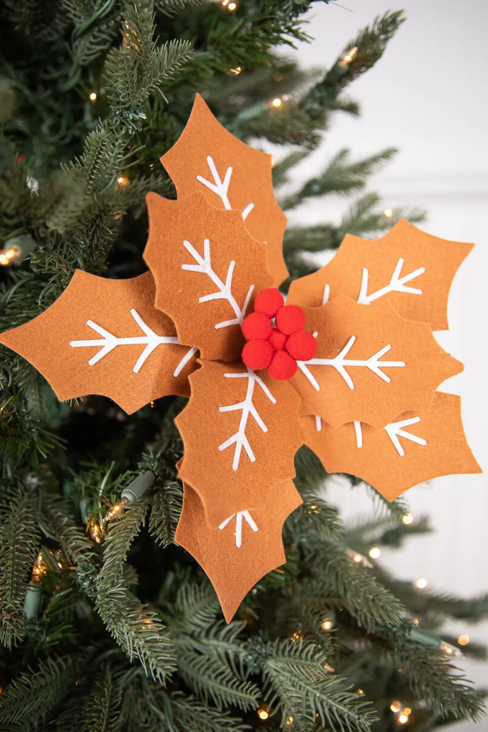 Decorator's Warehouse 22” x 12" Gingerbread Poinsettia Stem with Red Berries > Christmas Decor|Kristin'S Picks
