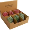 Decorator's Warehouse 3" x 5" Green and Red Pinecone Ornaments - Set of 6 > Boxed Sets|Christmas Sale