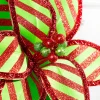 Decorator's Warehouse 23" x 12" Green and Red Stripe Poinsettia Stem > Storyville|Christmas Flowers