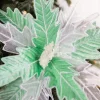 Decorator's Warehouse 24” x 13" Green & White Frosted Glitter Poinsettia Stem > Christmas Sale|Christmas Decor