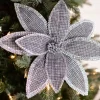 Decorator's Warehouse 22” x 12.5" Grey Linen Jewel Poinsettia Stem > Christmas Flowers|Christmas Decor