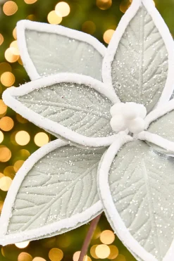 Decorator's Warehouse 19" x 12" Grey & White Poinsettia Stem > Sage & Pearl|2026 New Additions