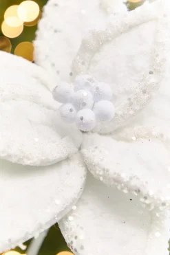Decorator's Warehouse 20" x 10" Iced White Poinsettia Stem > White Christmas|2026 New Additions
