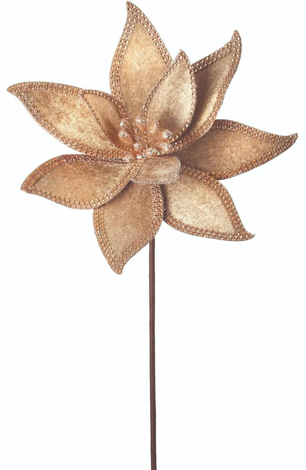 Decorator's Warehouse 24” x 12" Jeweled Edge Regal Poinsettia Stem > Gold & Champagne|Natural Elegance