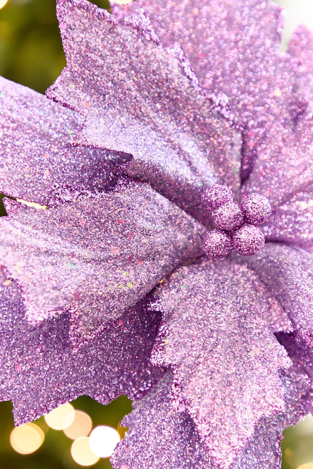 Decorator's Warehouse 19" x 13.5" Lavender Glitter Poinsettia Stem > Santa'S Sweet Shoppe|2026 New Additions