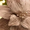 Decorator's Warehouse 22" x 11.5" Light Brown Velvet Glitter Poinsettia Stem > Sugar & Spice|Christmas Decor