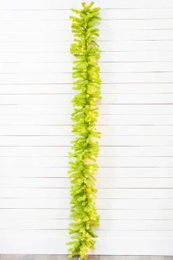 Decorator's Warehouse 9' x 14" Lime Green Garland with LED Lights > Christmas Decor|Outdoor Lighting