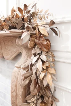 Decorator's Warehouse 72" x 6" Magnolia Leaves Pinecone Garland > Christmas Decor|Natural Elegance
