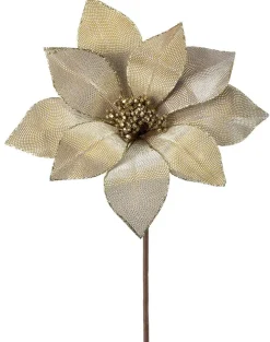 Decorator's Warehouse 24” x 12" Metallic Mirror Fabric Poinsettia Stem > White Christmas|Christmas Decor
