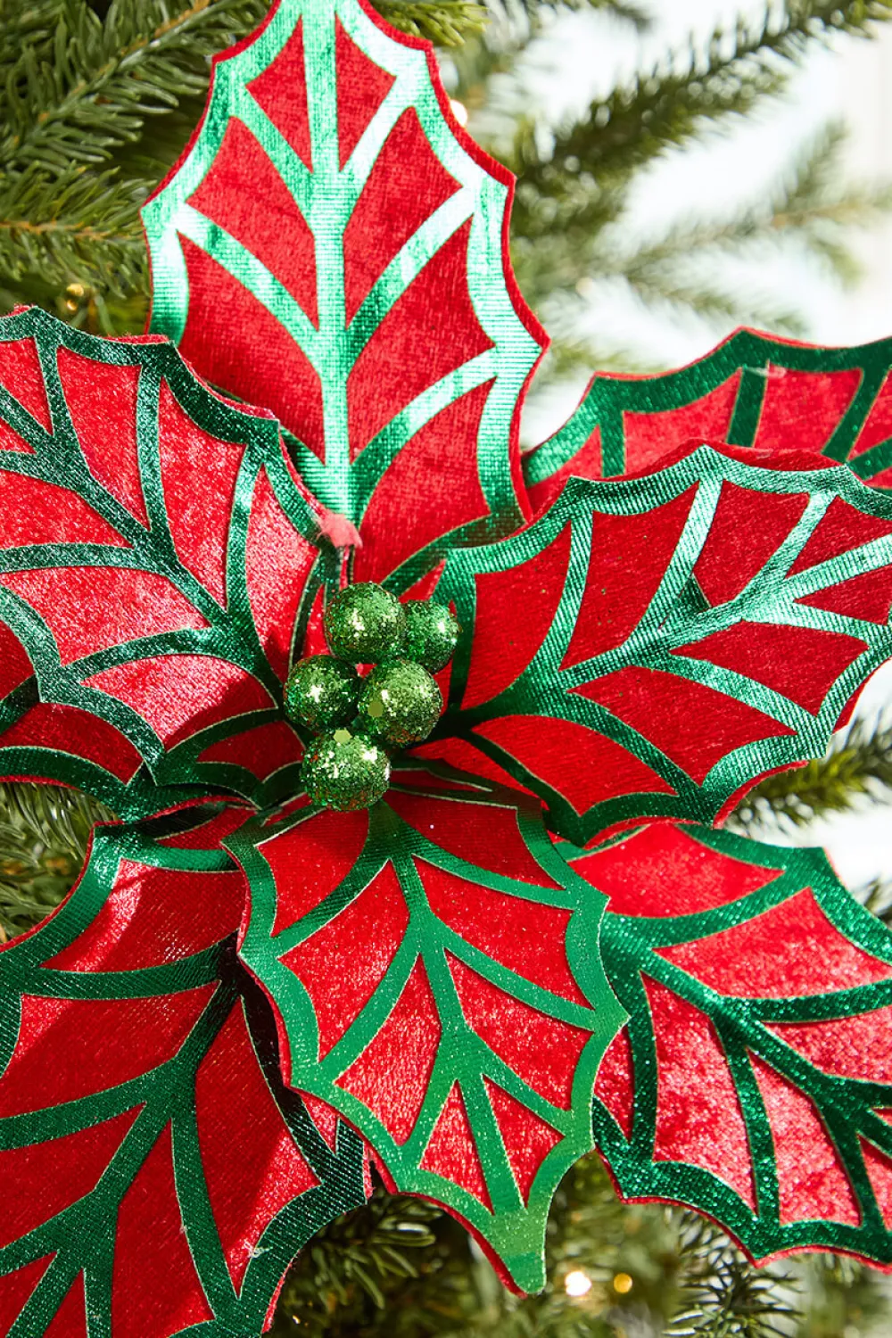 Decorator's Warehouse 20" x 12" Metallic Poinsettia > Christmas Decor|Christmas Flowers