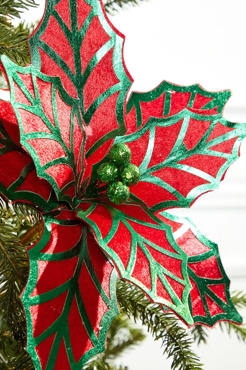 Decorator's Warehouse 20" x 12" Metallic Poinsettia > Christmas Decor|Christmas Flowers