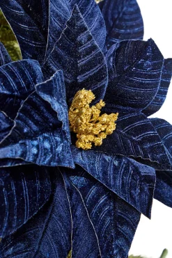 Decorator's Warehouse 22" x 17" Midnight Blue with Gold Large Poinsettia Stem > Nutcracker|Christmas Decor