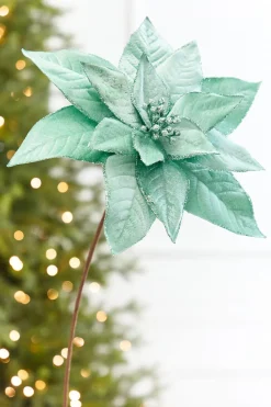 Decorator's Warehouse 24" x 13" Mint Poinsettia Stem > Christmas Decor|2026 New Additions