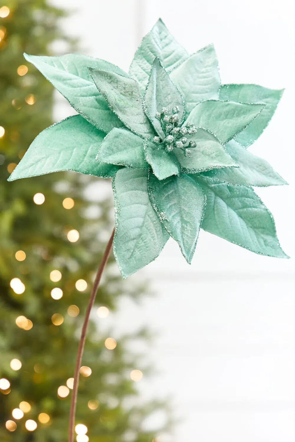 Decorator's Warehouse 24" x 13" Mint Poinsettia Stem > Christmas Decor|2026 New Additions