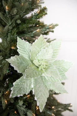 Decorator's Warehouse 20” x 14" Mint Sugared Poinsettia Stem > Best Sellers|Santa'S Sweet Shoppe