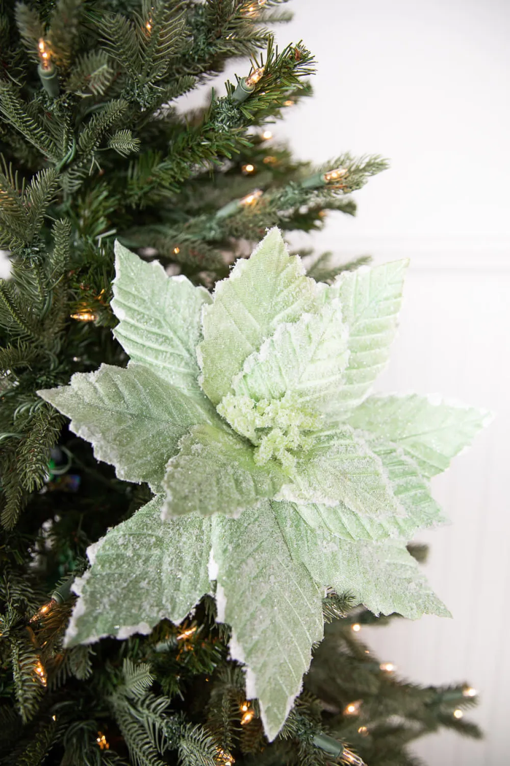 Decorator's Warehouse 20” x 14" Mint Sugared Poinsettia Stem > Best Sellers|Santa'S Sweet Shoppe