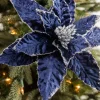 Decorator's Warehouse 24” x 12.5" Navy Glitter Edge Velvet Poinsettia Stem > Christmas Sale|Christmas Decor