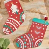 Decorator's Warehouse 8" x 6" Nordic Pattern Wood Stocking Ornament > Christmas Ornaments|Believe