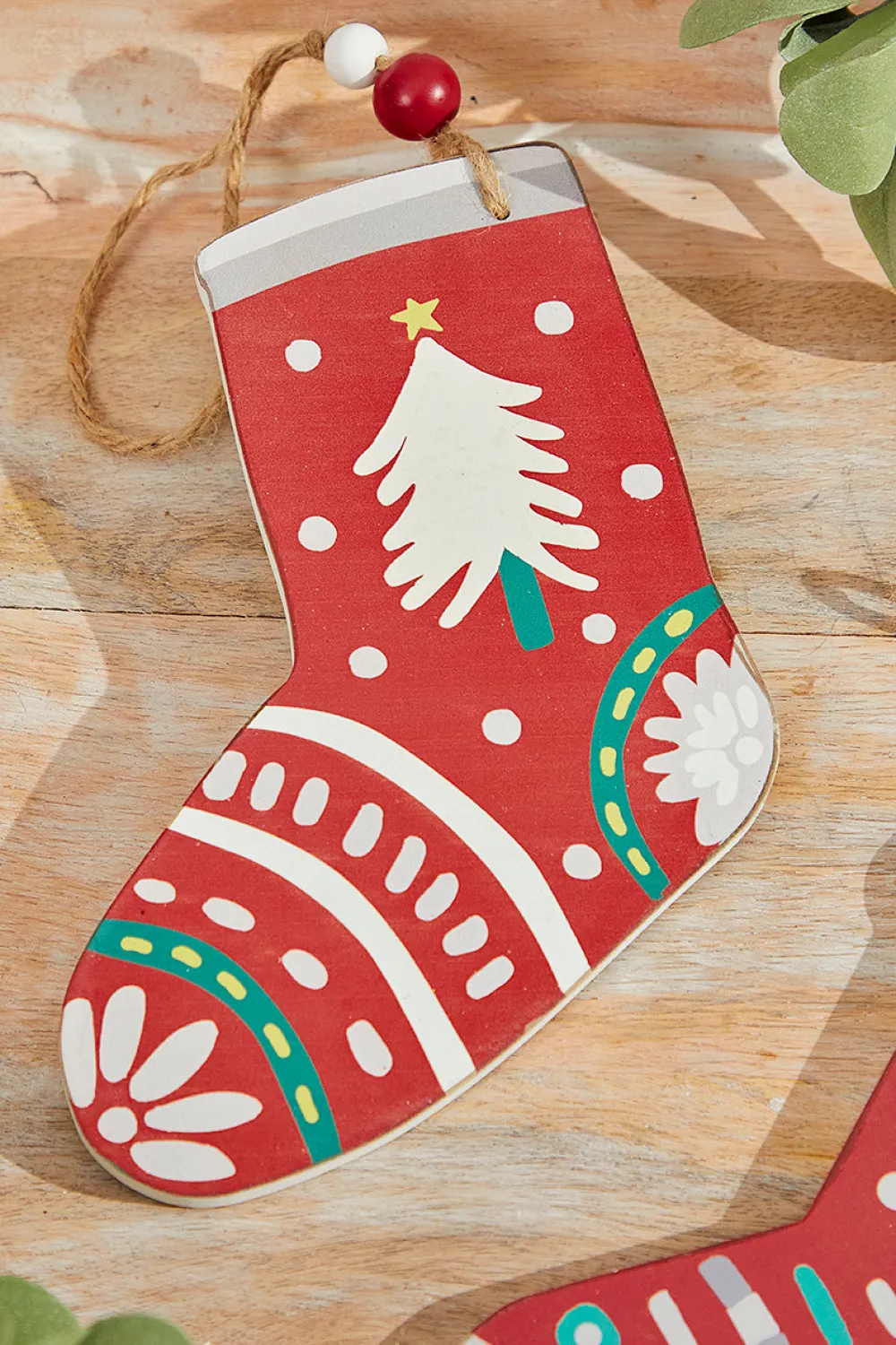 Decorator's Warehouse 8" x 6" Nordic Pattern Wood Stocking Ornament > Christmas Ornaments|Believe