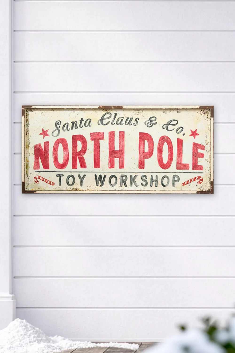 Decorator's Warehouse 22" x 48" North Pole Metal Framed Wall Decor > Farmhouse|Christmas Accents
