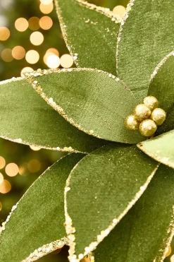 Decorator's Warehouse 20" x 15" Olive Velvet Glitter Poinsettia Stem > Sage & Pearl|2026 New Additions