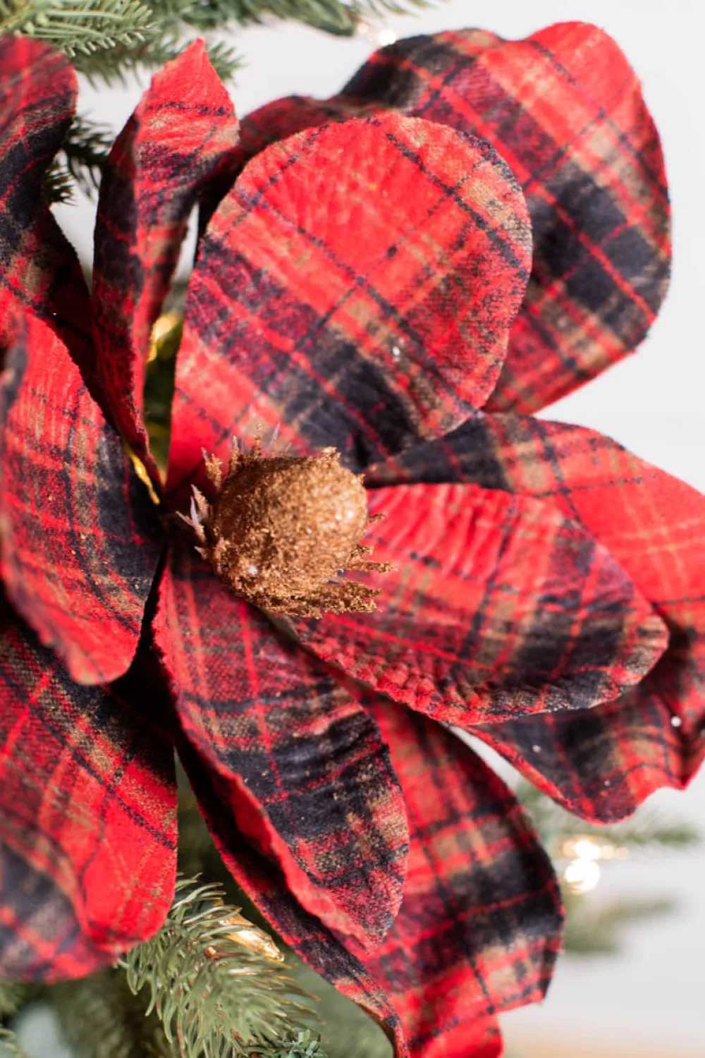 Decorator's Warehouse 22” x 11" Plaid Magnolia Stem > Christmas Sale|Christmas Decor