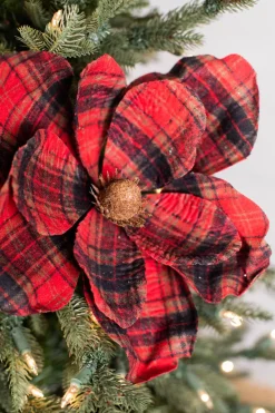 Decorator's Warehouse 22” x 11" Plaid Magnolia Stem > Christmas Sale|Christmas Decor