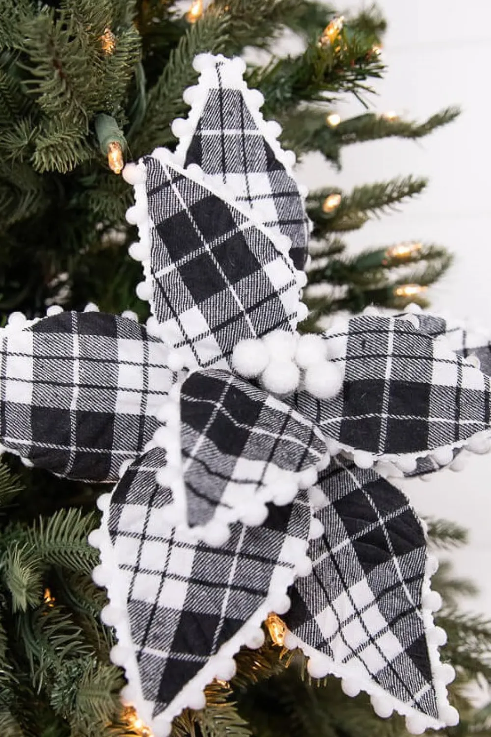 Decorator's Warehouse 17” x 12" Plaid Ricrac Poinsettia Stem > Christmas Sale|Christmas Flowers
