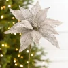 Decorator's Warehouse 20" x 11” Platinum Poinsettia Stem > Christmas Decor|Natural Elegance