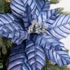Decorator's Warehouse 22” x 12" Pressed Poinsettia Stem - Navy > Blue Christmas|Jewel Tones