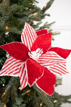 Decorator's Warehouse 22” x 12" Red and White Poinsettia Stem > Christmas Decor|Believe
