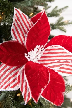 Decorator's Warehouse 22” x 12" Red and White Poinsettia Stem > Christmas Decor|Believe