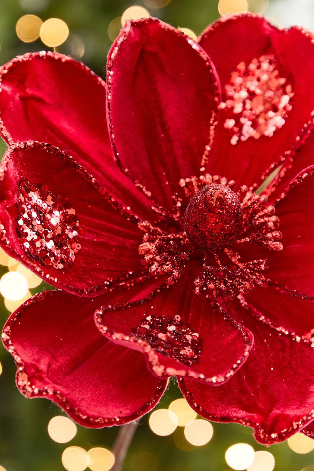 Decorator's Warehouse 21" x 10" Red Glitter Magnolia Stem > Nutcracker|Christmas Decor