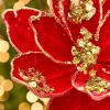 Decorator's Warehouse 19" x 10" Red & Gold Glitter Magnolia Stem > 2026 New Additions|Classic Christmas
