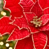 Decorator's Warehouse 19" x 14" Red & Gold Poinsettia Stem > 2026 New Additions|Classic Christmas