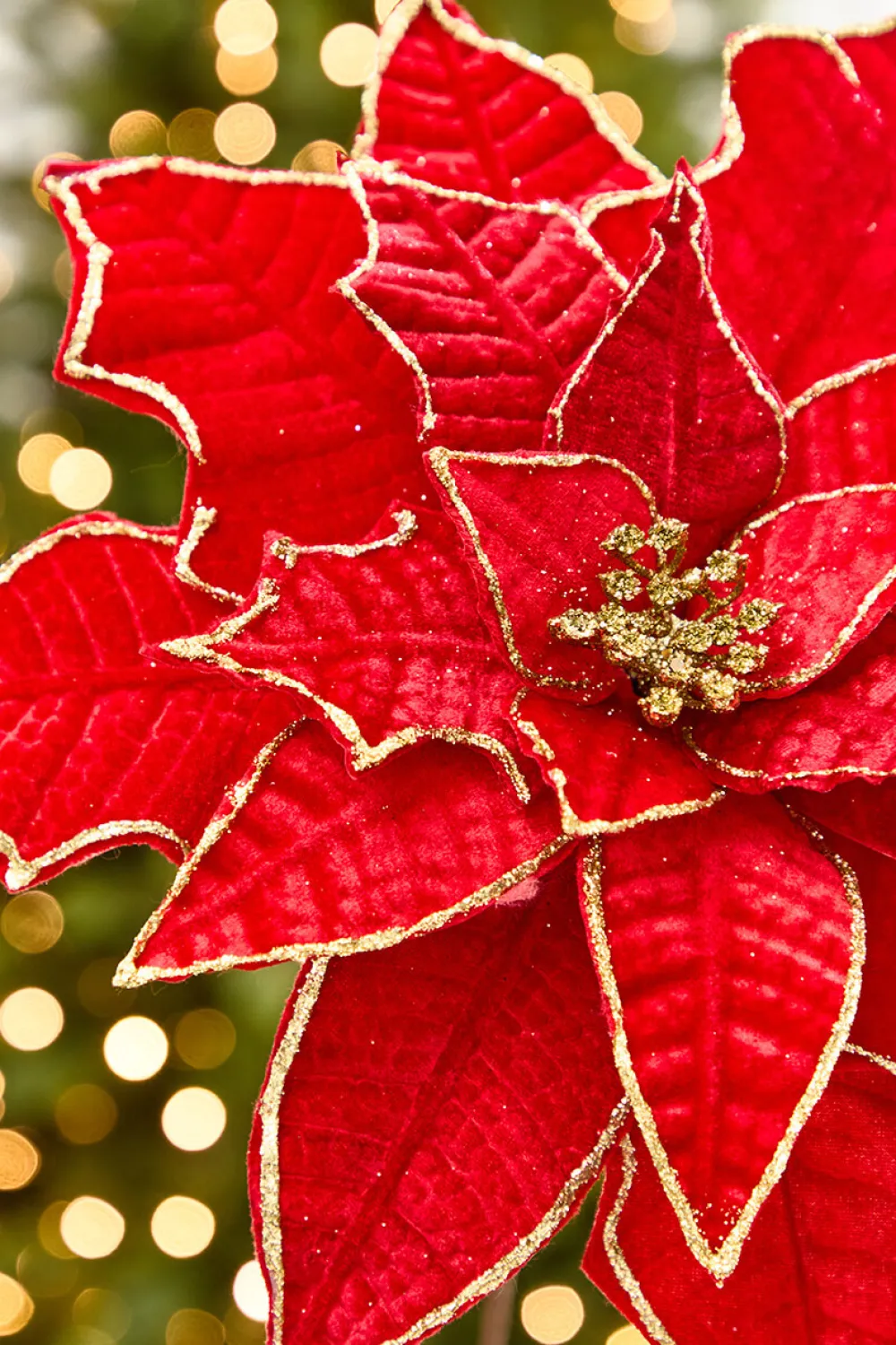 Decorator's Warehouse 19" x 14" Red & Gold Poinsettia Stem > 2026 New Additions|Classic Christmas