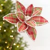 Decorator's Warehouse 19" x 12" Red & Green Plaid Poinsettia Pick > Farmhouse|Christmas Flowers