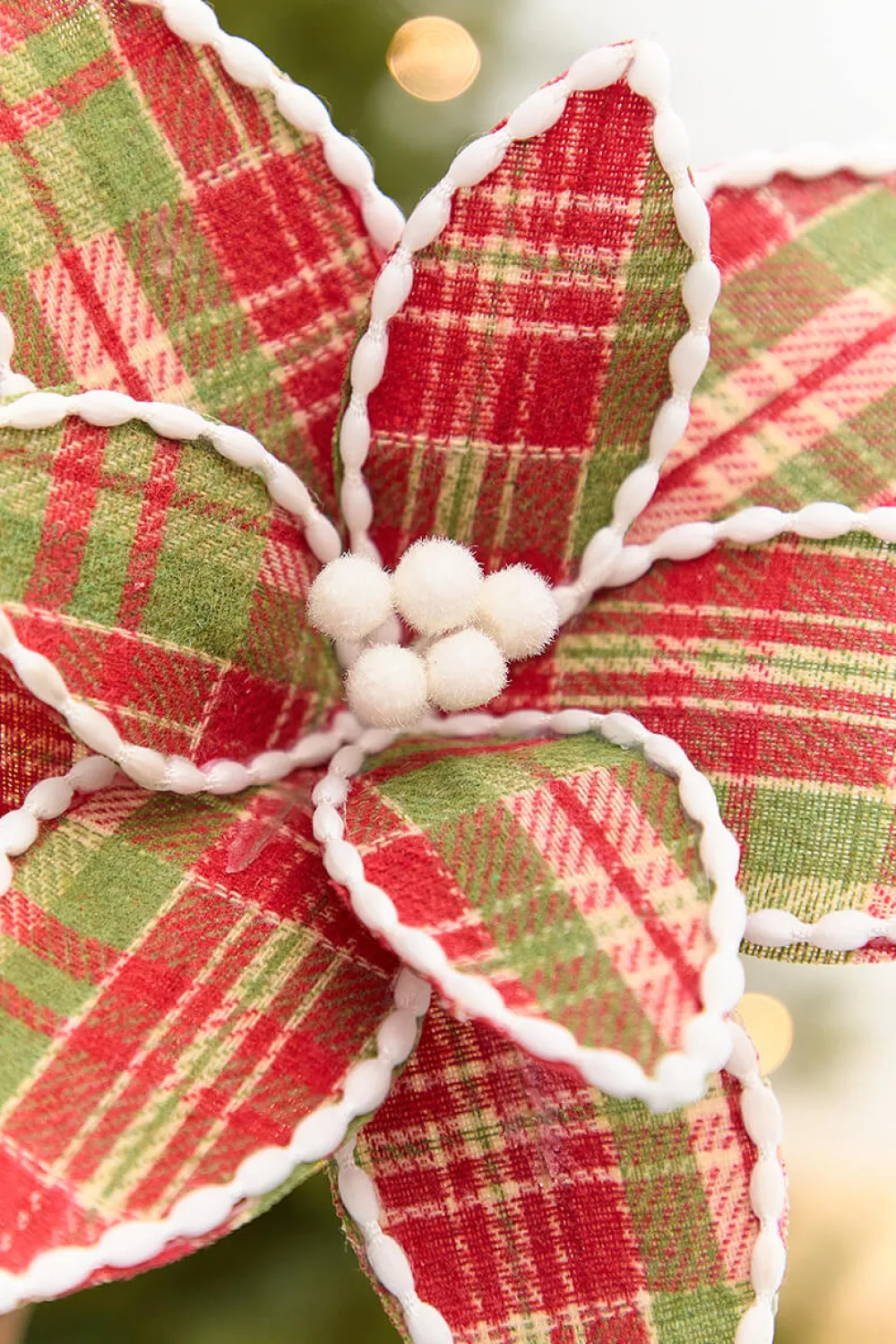 Decorator's Warehouse 19" x 12" Red & Green Plaid Poinsettia Pick > Farmhouse|Christmas Flowers