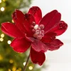 Decorator's Warehouse 18" x 9" Red Jewel Magnolia Stem > Christmas Decor|Red & Silver