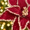 Decorator's Warehouse 19" x 13" Red & Platinum Velvet Poinsettia Stem > Jewel Tones|2026 New Additions