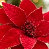 Decorator's Warehouse 24” x 12" Red Velvet Glitter Edge Jewel Poinsettia Stem > Nutcracker|Christmas Decor