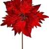 Decorator's Warehouse 20” x 12" Red Velvet Gold Mix Glitter Poinsettia Stem > Nutcracker|Classic Christmas