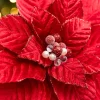 Decorator's Warehouse 19" x 15" Red Velvet Jewel Poinsettia Stem > Christmas Decor|Red & Silver