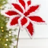 Decorator's Warehouse 20" x 12" Red & White Fur Edge Poinsettia Stem > Christmas Decor|Storyville