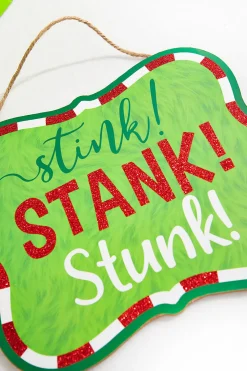 Decorator's Warehouse 11" x 9" Red White Green Glitter Sign - "Stink! Stank! Stunk!" > Kristin'S Picks|Storyville