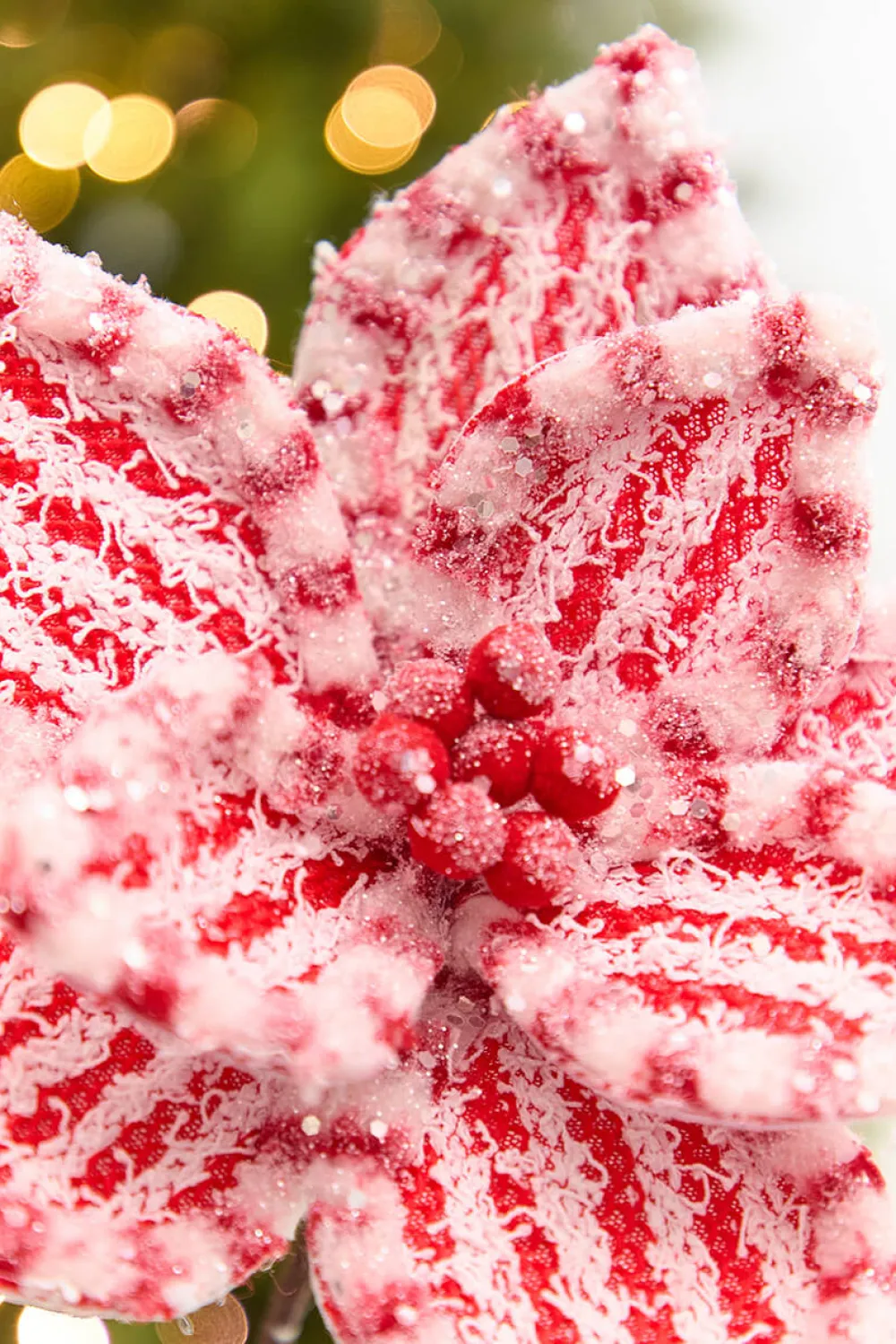 Decorator's Warehouse 20" x 11" Red & White Poinsettia Stem > Christmas Decor|2026 New Additions