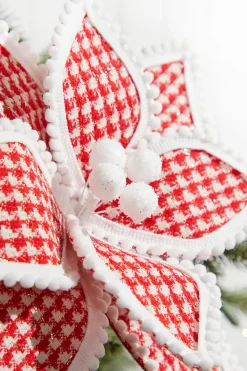 Decorator's Warehouse 19" x 12" Red & White Polka Dot Poinsettia Stem > Christmas Decor|Valentine'S Decor