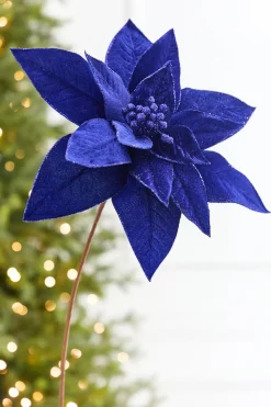 Decorator's Warehouse 24" x 13" Royal Blue Poinsettia Stem > Nutcracker|Christmas Decor