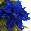 Decorator's Warehouse 22" x 11" Royal Blue Velvet Poinsettia Stem > Nutcracker|Christmas Decor